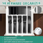 49Pcs Silverware Set with Organizer, Silver Stainless Steel Flatware Set for 8 Cutlery Utensil Sets with Steak Knives, Spoons and Forks Set, Dishwasher Safe