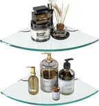 2 Sets Glass Shower Shelves - Corner Shower Shelf Organizer for Soap & Shampoo, Adhesive Bathroom Shelf, No Drilling