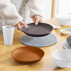 Teivio 16-Piece Kitchen Plastic Wheat Straw Dinnerware Set, Service for 4, Dinner Plates, Dessert Plate, Cereal Bowls, Cups, Unbreakable Plastic Outdoor Camping Dishes, Farmhouse