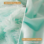 XeGe Faux Fur Throw Pillow Covers, Shaggy Fluffy Cushion Covers, Plush Furry Pillow Cases, Fuzzy Decorative Pillow Shams with Zipper Set of 2 for Sofa Bed Couch Living Room (18''x18'', Aqua Green)