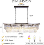Wellmet 9-Light Crystal Chandelier 34.5 inch, Contemporary Modern Chandeliers Adjustable for Living Room, Dining Room, Pool Table Light, Kitchen Island Lighting (Chrome, 47 inches)