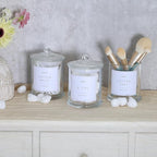 3 Pack Qtip Holder Dispenser, 16oz Bathroom Organizer and Storage Canisters, Glass Apothecary Jars with Lid - Home Decor, Room Decor Aesthetic(Transparent)