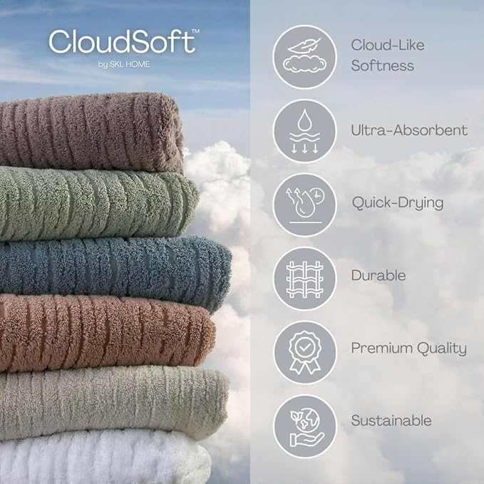 SKL Home CloudSoft Cotton Luxury 6-Piece Towel Set, Clay