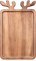 Large Acacia Wood Platter for Christmas Charcuterie Board Decorative Fruit Veggie Trays Wooden Cheese Board Xmas Kitchen Decor Gift Holiday Cookie Platters Food Serving Dish Plate Christmas Tray