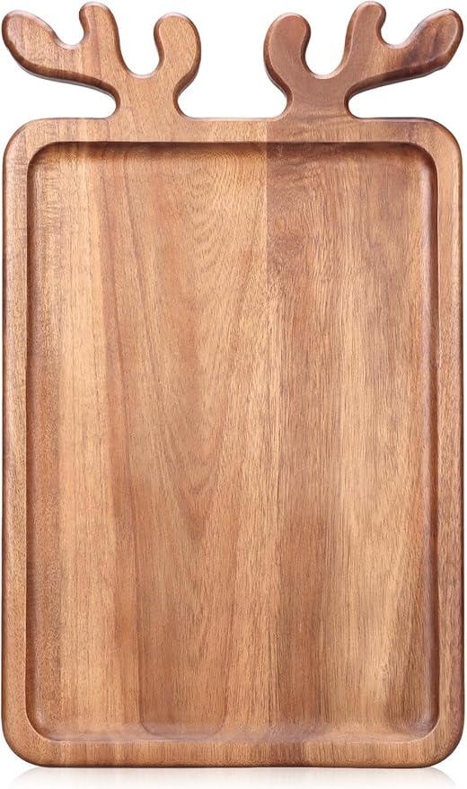 Large Acacia Wood Platter for Christmas Charcuterie Board Decorative Fruit Veggie Trays Wooden Cheese Board Xmas Kitchen Decor Gift Holiday Cookie Platters Food Serving Dish Plate Christmas Tray
