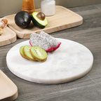 Koville African Natural Marble Cutting Board for Kitchen, 11inch Round Hand Crafted Marble Slab for Cheese, Charcuterie, Pastry Board - Wedding Gift, House Warming Gift(OYSTER WHITE)