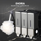 3-in-1 Quadrate Dispensers for The Shower,Shower soap Dispenser,Conditioner Dispenser, Shampoo Dispenser,No Drilled Wall Mounted Distributor,Hotel,Bathroom,Home (Triple, Grey)