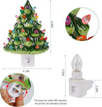 Hausse Christmas Ceramic Tree Night Light, Decorative Retro Christmas Tree Nightlight with Lamp, Multicolor Bulbs and 360 Degree Swivel Plug with ON/Off Switch for Kitchen Bathroom Bedroom Decor