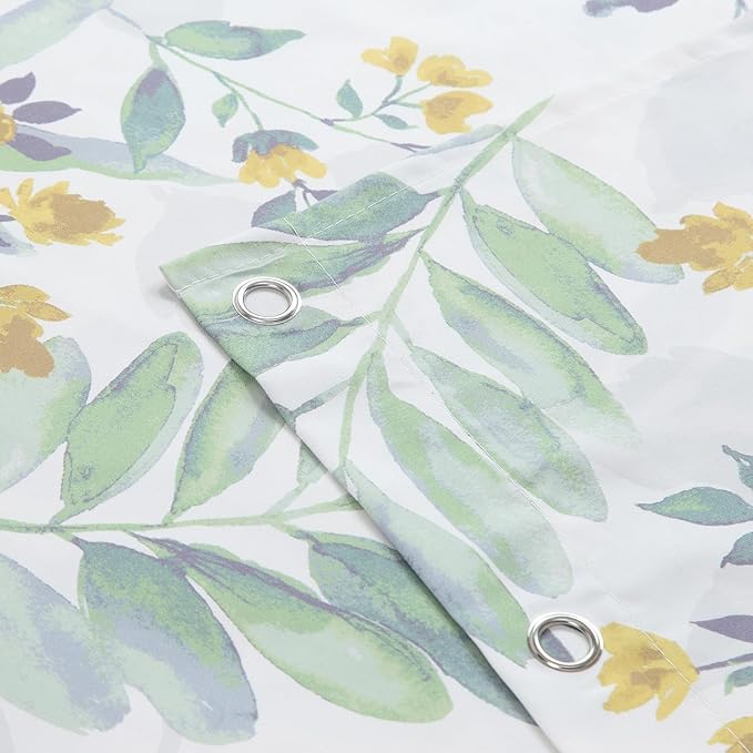 54x78 Inch Stall Shower Curtain, Sage Green Gray Yellow Watercolor Botanical Leaf Print Fabric Shower Curtains for Bathroom, 54" W x 78" H