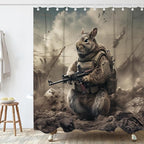 Cute Abstract Shower Curtain Squirrel Anime Theme Bathroom Bathtubs Fabric Aesthetic Shower Curtain Set with 12 Hooks 72 x 84 inches Waterproof Machine Washable Grey and Black