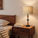 23'' Modern Table Lamps Set of 2 - Farmhouse Bedside Lamps for Bedroom with USB A+C, Wooden Lamps for Night Stands, Lamp for Living Room End Tables