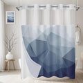 No Hook Shower Curtain with Snap in Liner and Sheer Window, Blue Modern Geometric Fabric Shower Curtain Set for Bathroom Decor, 15-Second Quick Install, Abstract Irregular Ombre, 71"X74"