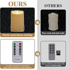 4" x 6" 8" 10" Waterproof Outdoor Flameless Candles with Remote, Flickering Battery Operated LED Pillar Candles for Home, Lanterns Decor, Ivory Plastic