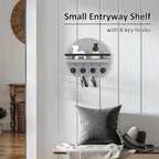 Nekon Key Holder for Wall - 9.8 Inch Apartment Wall Decor with Shelf and 8 Key Hooks, Circular Wood Key Hanger for Home Decor (Gray)