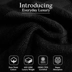 Premium Staple Cotton Bathroom Towel Set - Black 600 GSM 6-Piece Luxury Bath Towel Set 1 Stripe - 2 Bath Towels, 2 Hand Towels & 2 Washclothes Set - High Absorbent & Quick Dry for Gym, Spa, Hotel