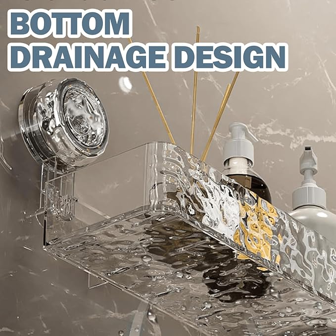 Bathroom Corrugated Suction Cup Storage Holder, Illuminate Suction Cup Shelves, No-Drill Wall Mounted Suction Cup Bathroom Storage Rack Shelf for Shower Kitchen