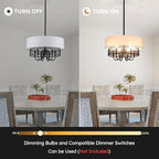 6-Light Modern Drum Chandelier for Dining Room,18'' Large Drum Pendant Light with Fabric, 2-Layer Farmhouse Chandeliers for Bedroom Dining Room Foyer Kitchen Hallway Island