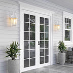 Outdoor Wall Lantern, Waterproof Exterior Wall Light Fixtures, Outdoor Porch Light Fixtures Wall Mount in White Finish with Clear Glass, Aluminum Alloy, 60W