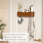 Coat Rack Wall Mount with Hidden Hooks Entryway Hanging Shelf Modern Wood Coat Hanger for Bedroom Kitchen Hallway Bathroom (Walnut, 16.6 Inch Long)