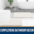 OLANLY Bathroom Rugs 47x20, Extra Soft Absorbent Chenille Bath Rugs, Rubber Backing Quick Dry, Machine Washable Bath Mats for Bathroom Floor, Tub and Shower, Home Decor Accessories, Ivory