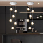 6-Lights Pendant Lighting for Entrance Modern Crystal Chandeliers LED Crystal Hanging Lights for Dining Room Bedroom Foyer Staircase Living Room 3000K
