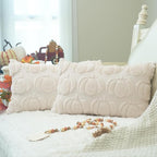 GEEORY Fall Pumpkins Soft Plush Pillow Covers, 12 x 20 Inch Set of 2, Fluffy Faux Fur Wool Decorative Farmhouse Cushion Case for Sofa Home Decoration Beige Pumpkin GC020-12