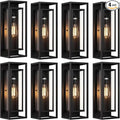 8 Pack 18 inches Outdoor Wall Lantern Light Fixture, Large Black Exterior Waterproof Wall Sconce, Anti-Rust Mount Porch Light with Clear Glass,E26 Socket