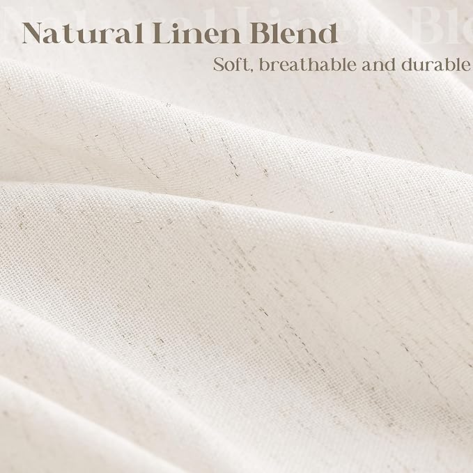 Natural Cream Linen Shower Curtain Country Boho Farmhouse Bathroom Decor Beige Shower Curtains 78 Inches Long for Bathroom Neutral Cloth Textured Fabric Bath Drapes with Hooks Ivory 78 Inch Length