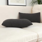 Jeneoo Graphite Grey Decorative Long Lumbar Thick Throw Pillow Covers Fine Textured Boucle Couch Cushion Case for Sofa Decor, Set of 1, 14 x 36 Inch