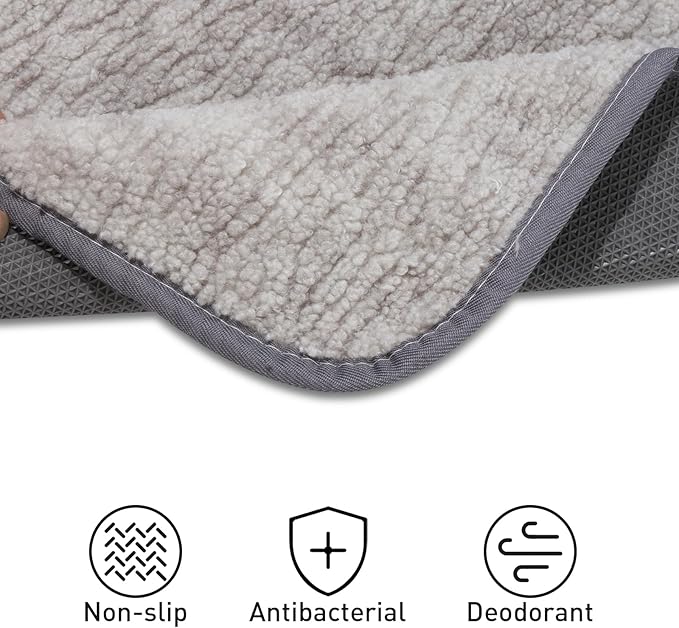 Bath Mats 30x20 Non-Slip Absorbent Bathroom Rug, Quick Dry Machine Washable Shower Tub Mat with Rubber Backing, Soft Floor Carpet for Bathroom Decor Bark Light Gray