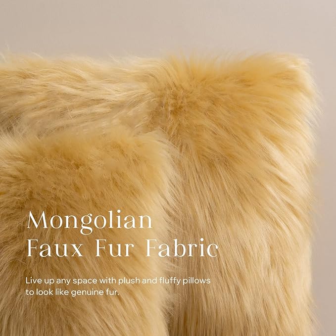 Phantoscope Pack of 2 Faux Fur Solid Throw Decorative Pillow Cover Cushion Covers Luxury Soft Decorative Pillowcase Fuzzy Pillow Covers for Bed/Couch,Ginger 12 x 20 Inches