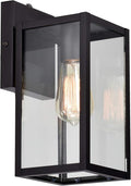 MICSIU Dusk to Dawn Outdoor Lighting with E26 Base Socket, 11 Inch Clear Glass Exterior Wall Sconce, Black Outside Lights for House, Porch, Garage, Doorway, Pathway