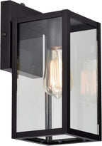 MICSIU Dusk to Dawn Outdoor Lighting with E26 Base Socket, 11 Inch Clear Glass Exterior Wall Sconce, Black Outside Lights for House, Porch, Garage, Doorway, Pathway