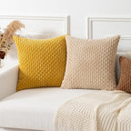 Kevin Textile Throw Pillow Covers Soft Corduroy Decorative Set of 2 Boho Striped Pillow Covers Pillowcases Farmhouse Home Decor for Couch Bed Sofa Living Room 26x26 Inch Mustard Yellow