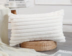 PANOD Faux Fur Decorative Lumbar Throw Pillow Covers 14 x 26,Long Boho Lumbar Pillow Covers Pillow Case Cushion Case for Couch Bed Sofa Farmhouse Livingroom,White