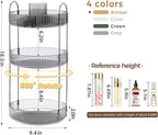 360° Rotating Makeup Organizer, Upgraded 3 Tier Skincare Perfume Organizers for Women, Bathroom Organizer Countertop, Clear Cosmetic Dresser Organizer with Makeup Brush Holder, Sink&Counter(Grey)