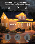 Lumary Smart Permanent Outdoor Lights 2 with Remote & Slide-Base, 200ft with 120 RGBAICW LED 7200lm for Daily & Accent Lighting, Work with Alexa Google, 110+ Scene for Halloween Christmas Decor, Black