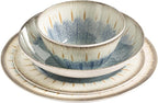 MissYip Melamine Dinnerware Set, 16 Piece for 4, Unbreakable Kitchen Plastic Plates and Bowls set, Indoor and Outdoor Use Tableware, BPA Free, Dishwasher Safe, Not Microwave, Not Oven(Blue)