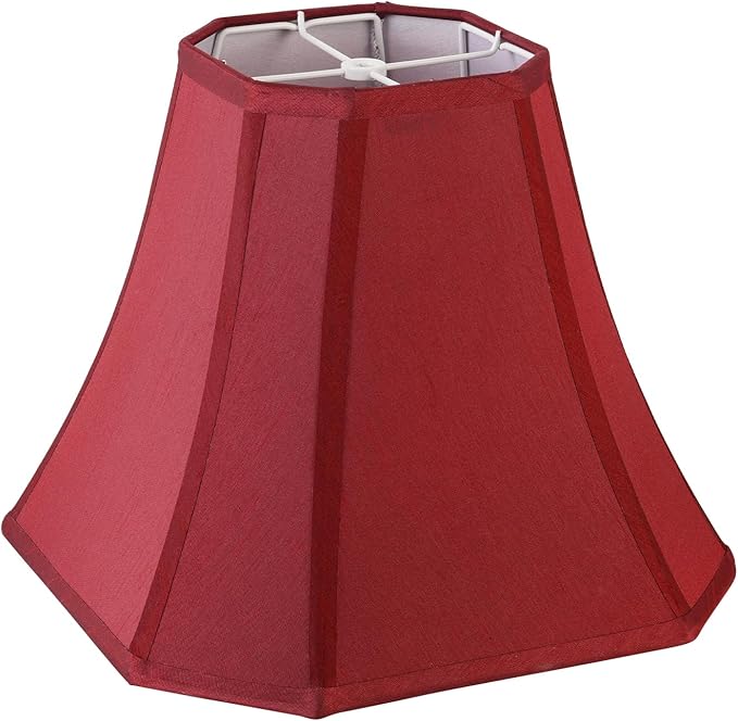 Wine Red Square Cute Lamp Shades Octagonal Faux Silk Lampshade Replacement Medium Lampshade 6.5×13×10.6IN(Spider) Vintage Lamp Shade for Table & Floor Lamp - Easy Assembly(Single)
