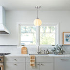 Milk Glass Pendant Lights Kitchen Island 2 Pack, 7.3" Brushed Nickel Modern Pendant Light Fixtures with Rods, Globe Hanging Lighting for Kitchen Sink Bathroom Dining Room, E26 Base