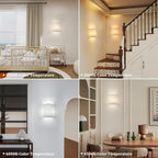 Adhesive Battery Operated Wall Sconce Set of 2, 5000 mAh Battery Rechargeable Bulb with 12 RGB Colors, Stick on Wall Sconce No Drill Wall Lights, Linen