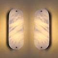 2 Pack 2 Light Oval 14" Alabaster Marble Bathroom Wall Sconce Modern Concise Style Wall Light Fixture,Dark Gray Finish for Bedroom Hallway Bedside