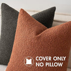 MIULEE 20x20 Inch Decorative Pillow Covers for Couch Bed Set of 2 Textured Boucle Neutral Winter Throw Pillows Rust Accent Solid Cushion Pillowcases Sofa Livingroom Home Decor
