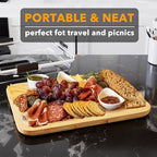 SpaceAid Charcuterie Board with Clear Lid, Portable Travel Cheese Cutting Boards for Picnic Accessories, Bamboo Serving Tray with Lids, House Warming Gifts, Black Handles, 1 Compartments