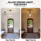 Gold Pendant Lights Kitchen Island, Large Gold Sand Glass Pendant Lighting Over Table 10inch Modern Brass Ceiling Island Light for Kitchen Sink Hallway Entrance