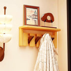 Wall Mounted Piano Key Hanger | Flip Style Hook | Entrance Wall Art Hook, Made of Oak Wood (3 Times Painted, 4 Times Polished) (Tray Walnut-Beech, 4Hooks)
