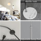 Nordic Simple Floor Lamp with White Shade, Arc Reading Lamp for Living Room, Study Room&Bedroom Beside,Creative Art Deco Bauhaus Standing Lamps for Ambient Lighting