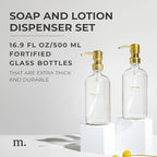 MaisoNovo Soap Dispenser 2-Piece Set | 16.9oz Clear Bottles with Gold Stainless Steel Pump