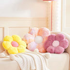 Yellow Flower Pillow, 17.7" Flower Shaped Plush Decorative Throw Pillow for Bed