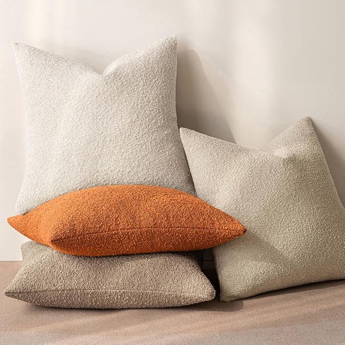 MIULEE Fall 12x20 Inch Textured Boucle Throw Pillow Cover Orange Accent Solid Lumbar Pillow Case Decorative Soft Pack of 1 Halloween Thanksgiving Couch Cushion Chair Sofa Bedroom Livingroom Home Decor